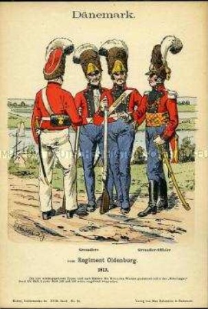 Uniformdarstellung, Gemeine und Offizier des Oldenburger Grenadier-Regiments, Königreich Dänemark, 1813.