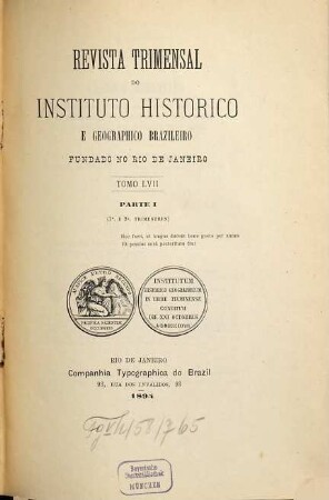 Revista do Instituto Histórico e Geográfico Brasileiro. 57. 1894/95