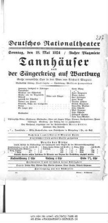 Tannhäuser und Der Sängerkrieg auf Wartburg