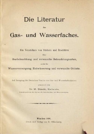 Die Literatur des Gas- und Wasserfaches
