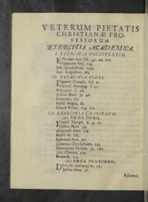 Veterum Pietatis Christianae Professorum.