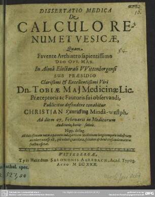 De calculo renum et vesicae