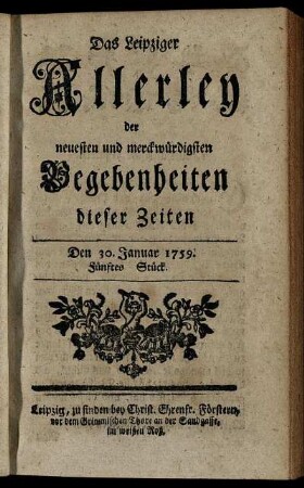 Den 30. Januar 1759. Fünftes Stück.