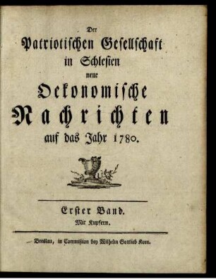 1: Der Patriotischen Gesellschaft in Schlesien neue oekonomische Nachrichten