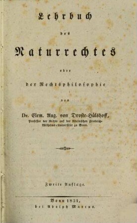 Lehrbuch des Naturrechtes oder der Rechtsphilosophie
