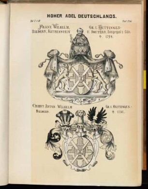 Taf. 236. Franz Wilhelm, Gr. z. Oettingen-Baldern, Katzenstein U. Soetern, Dompropst z. Cöln. †. 1798. - Crafft Anton Wilhelm Gr. z. Oettingen-Baldern. †. 1751.