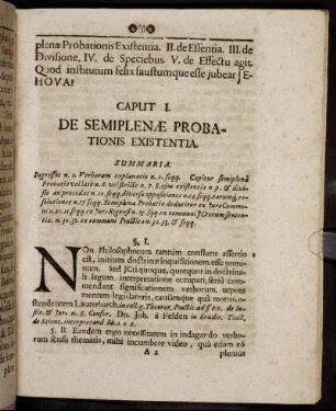 Caput I. De Semiplenæ Probationis Existentia.