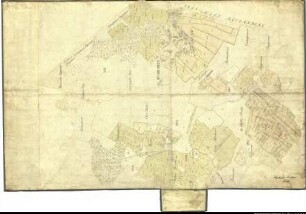 Landesaufnahme des Fürstbistums Osnabrück VII Amt Wittlage - Hunteburg Bl. 1 b Kirchspiele: Lintorf, Barkhausen Feldmark: Angelbeck Ortschaften: Lintorf, Heithöfen, Wimmer, Hördinghausen, Dahlinghausen, Barkhausen, Linne, Rabber, Brockhausen Reinkarte Teil 2: Heithöfen Ausf.-Art: Farbige Zeichnung auf Karton, auf Leinen aufgezogen Herst.: Johann Wilhelm Du Plat Herst.: Ruperti (Direktion: Johann Ludwig Hogreve) Format: ca. 70 x 110 cm Maßstab: 1 : 3 840