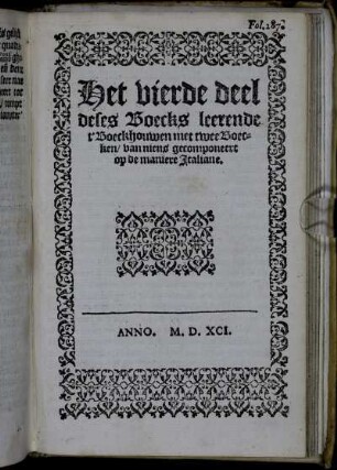 Het vierde deel deses Boecks leerende t' Boeckhouwen met twee Boecken, van niens gecomponeert op de maniere Italiane