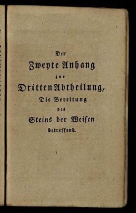 Der Zweyte Anhang zur Dritten Abtheilung, [...]