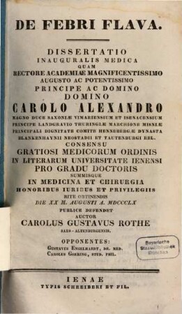 De febri flava : Dissertatio inauguralis medica
