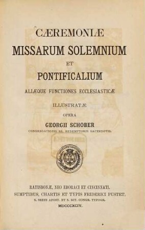 Caeremoniae missarum solemnium et pontificalium aliaeque functiones ecclesiasticae