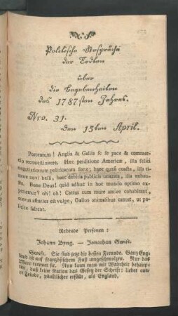 Nro. 31. den 15ten April