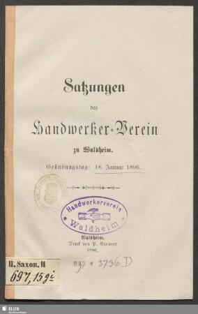 Satzungen des Handwerker-Verein zu Waldheim