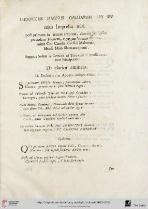 Ludovicus Magnus Galliarum Rex XIV […]
