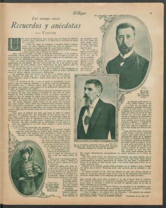 Recuerdos y anécdotas : Del tiempo viejo