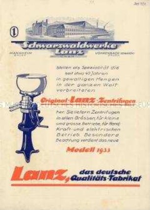 Original-Lanz-Zentrifugen Modell 1933