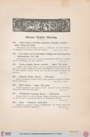 Bronze, Kupfer, Messing (Nr. 636-738)