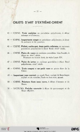 Objets d'Art d'Extrême-Orient (Nr. 43-51)