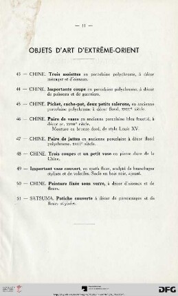 Objets d'Art d'Extrême-Orient (Nr. 43-51)