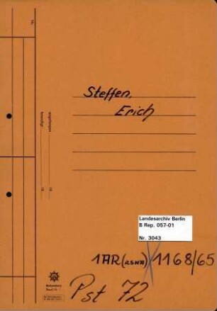 Personenheft Erich Steffen (*10.10.1905), Staatsanwalt