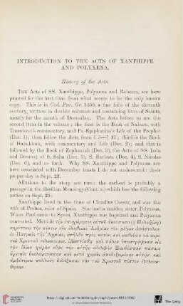 Introduction to the Acts of Xanthippe and Polyxena