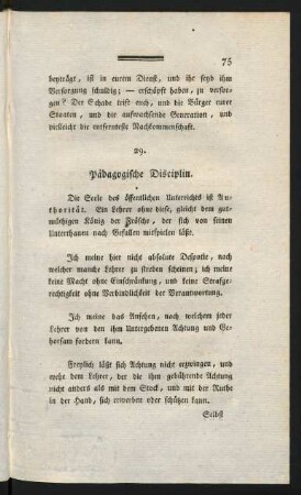 29. Pädagogische Disciplin