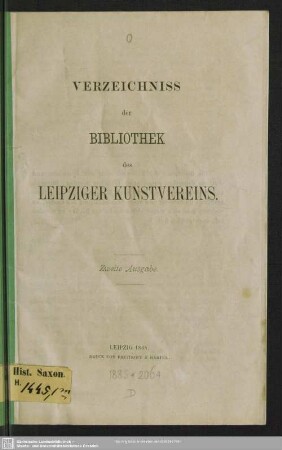 Verzeichniss der Bibliothek des Leipziger Kunstvereins