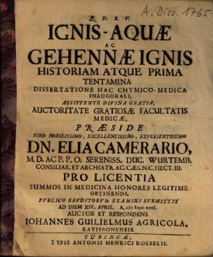 Ignis-aquae ac gehennaeignis historiam atque prima tentamina