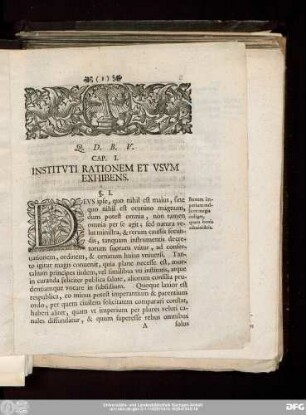 Cap. I. Instituti Rationem Et Usum Exhibens.
