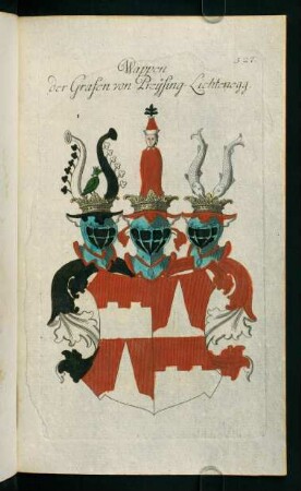 527r-527v, 527. Wappen der Grafen von Preysing-Lichtenegg