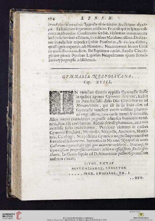 Cap. XVIII: Gymnasia Neapolitana
