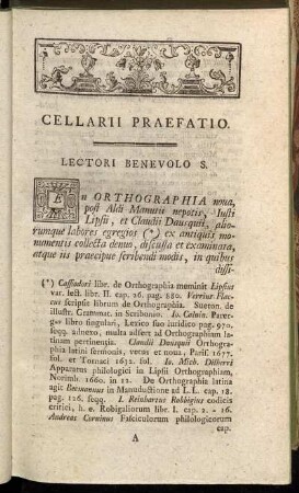 Cellarii Praefatio.