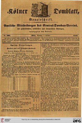 Kölner Domblatt: amtliche Mittheilungen des Central-Dombau-Vereins