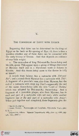 V: The connexion of Egypts with Greece