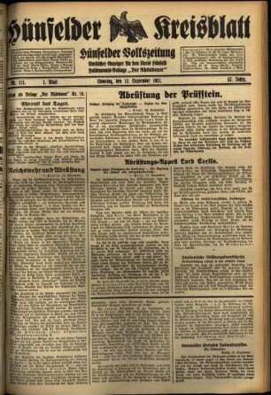 Erste Ausgabe vom Samstag, den 12. September 1931.