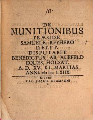 De Munitionibus