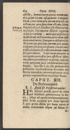 Caput XIX. De Perseverantia