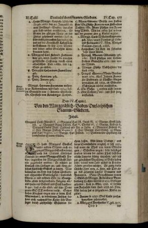 Das IV. Capitel. Von den Marggräflich-Baden-Durlachischen Stamm-Gliedern.