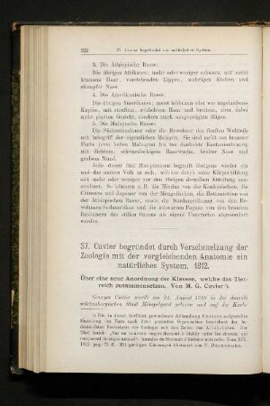 37. Cuvier begründet durch Verschmelzung der Zoologie mit der vergleichenden Anatomie ein natürliches System. 1812.