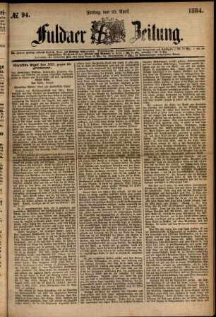 Ausgabe vom Freitag, den 25. April 1884.