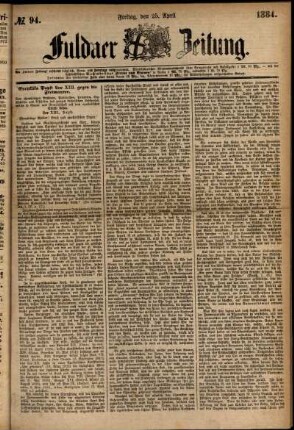 Ausgabe vom Freitag, den 25. April 1884.