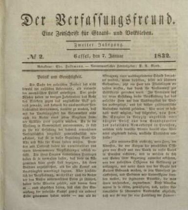 № 2. Cassel, den 7. Januar 1832.