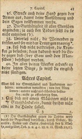 Achtes Capitel. Man soll die Streithändel nund Zankereyen verhüten...