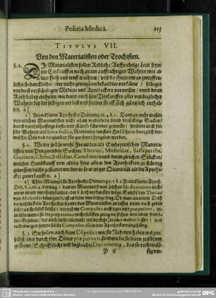 Titulus VII. Von den Materialisten oder Trochisten