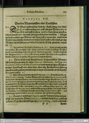 Titulus VII. Von den Materialisten oder Trochisten