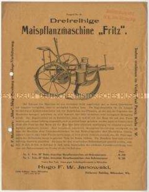 Maispflanzmaschine der Firma Janowski in USA