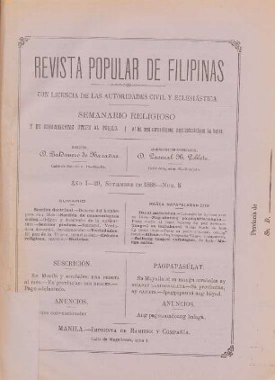 Ano 1, Num. 5, 29. Septiembre 1888