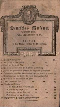 Deutsches Museum. 2. Band. 7.-12. Stück (Juli-Dezember) 1782