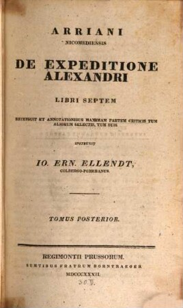 Arriani Nicomediensis de expeditione Alexandri libri septem, 2